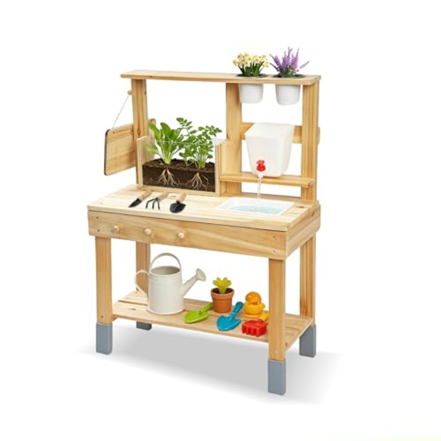 Kids Outdoor Chalkboard - Buitenpotplantenbank voor kinderen met Clearview plantenbak,