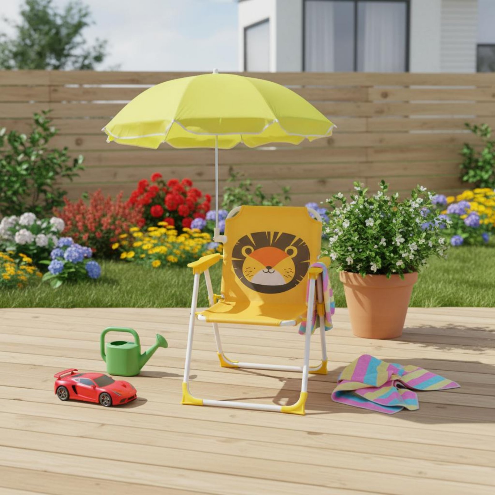 Kids Outdoor Umbrella Chair - Strandstoel voor kinderen met parasol, opvouwbaar