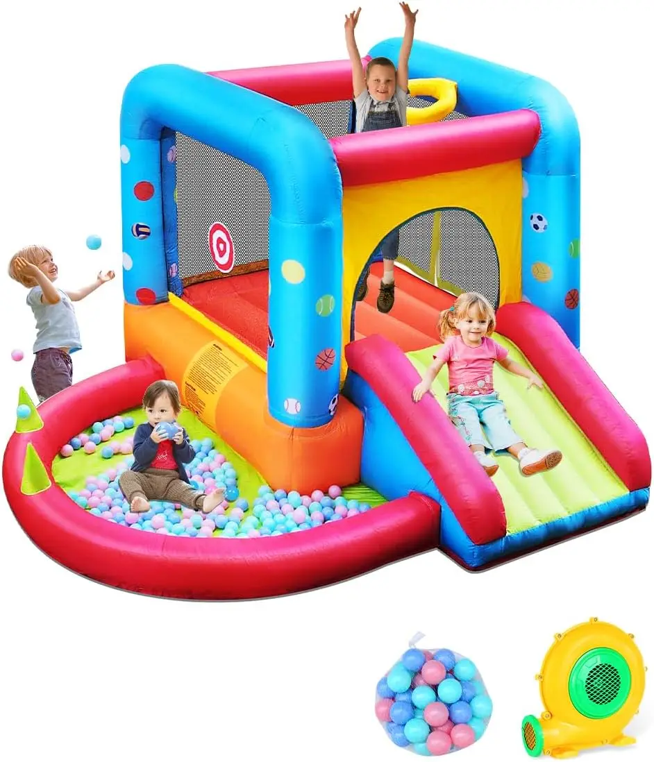Kids Outdoor Inflatable Water Slide - Step4Fun Opblaasbare Springkasteel, Kinderkasteel Glijbaan Springkussen