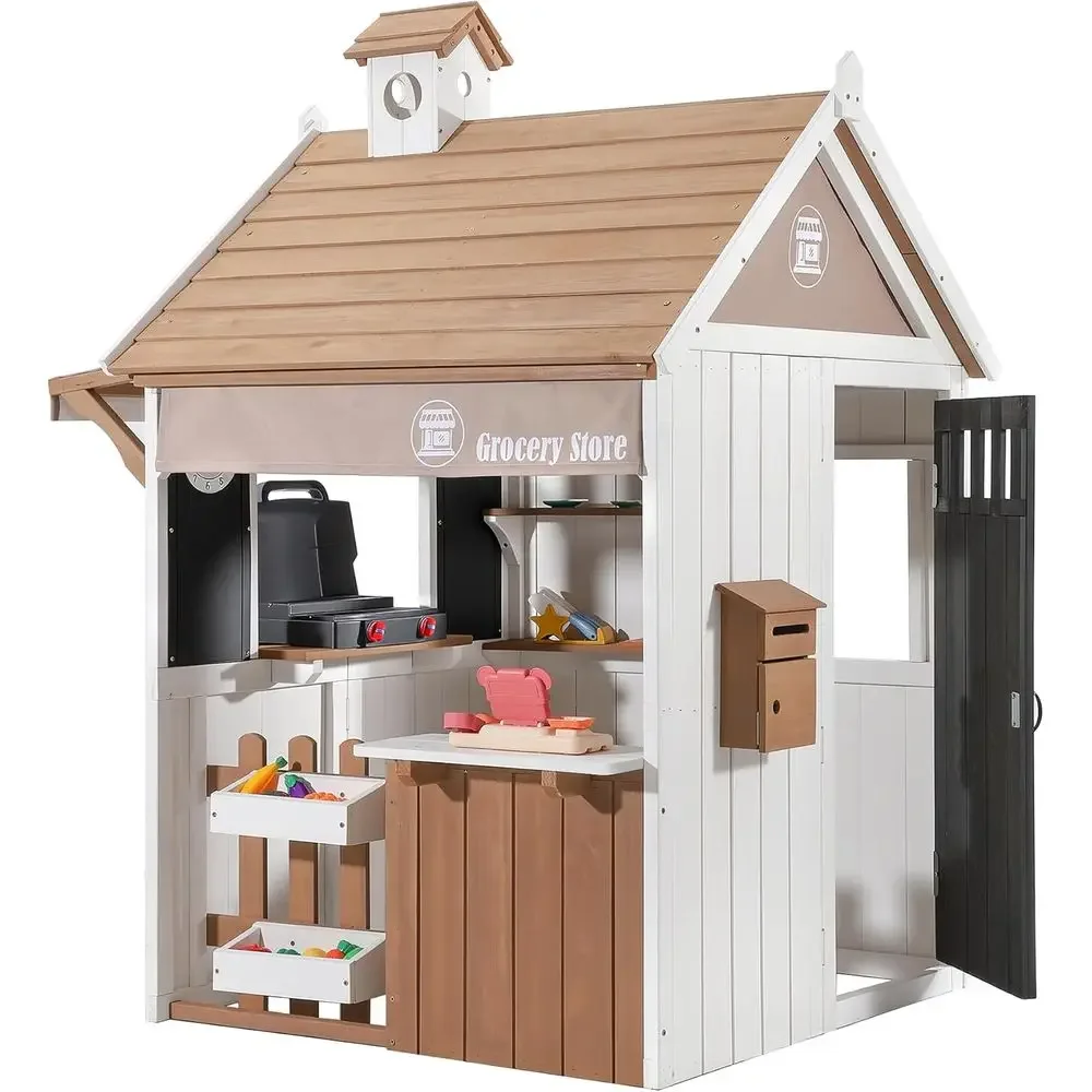 Kids Outdoor Chalkboard - 2-in-1 buiten speelhuisje voor kinderen, CeWooden