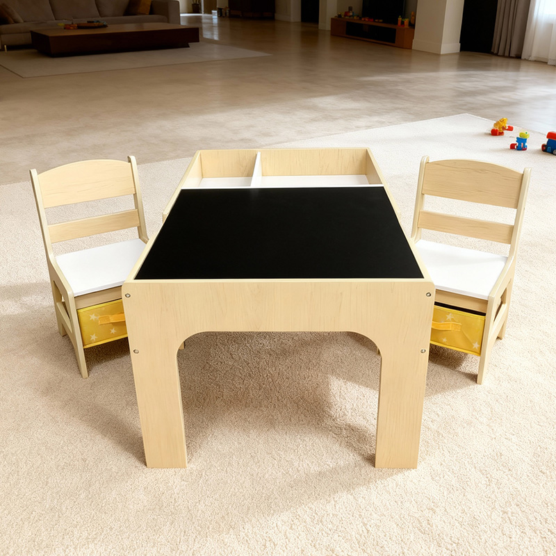 Kids Outdoor Chair And Table - Moderne houten kindertafel- en stoelenset met