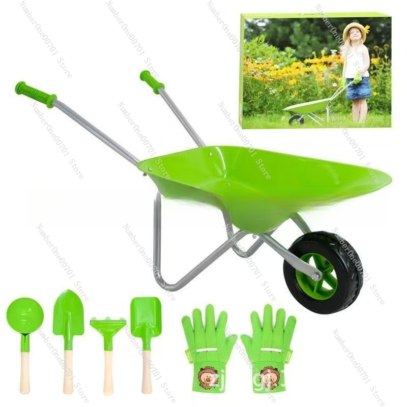 Kids Outdoor Toys - Kinderbuitenwielkar, groene tuin speelset voor evenwichts-