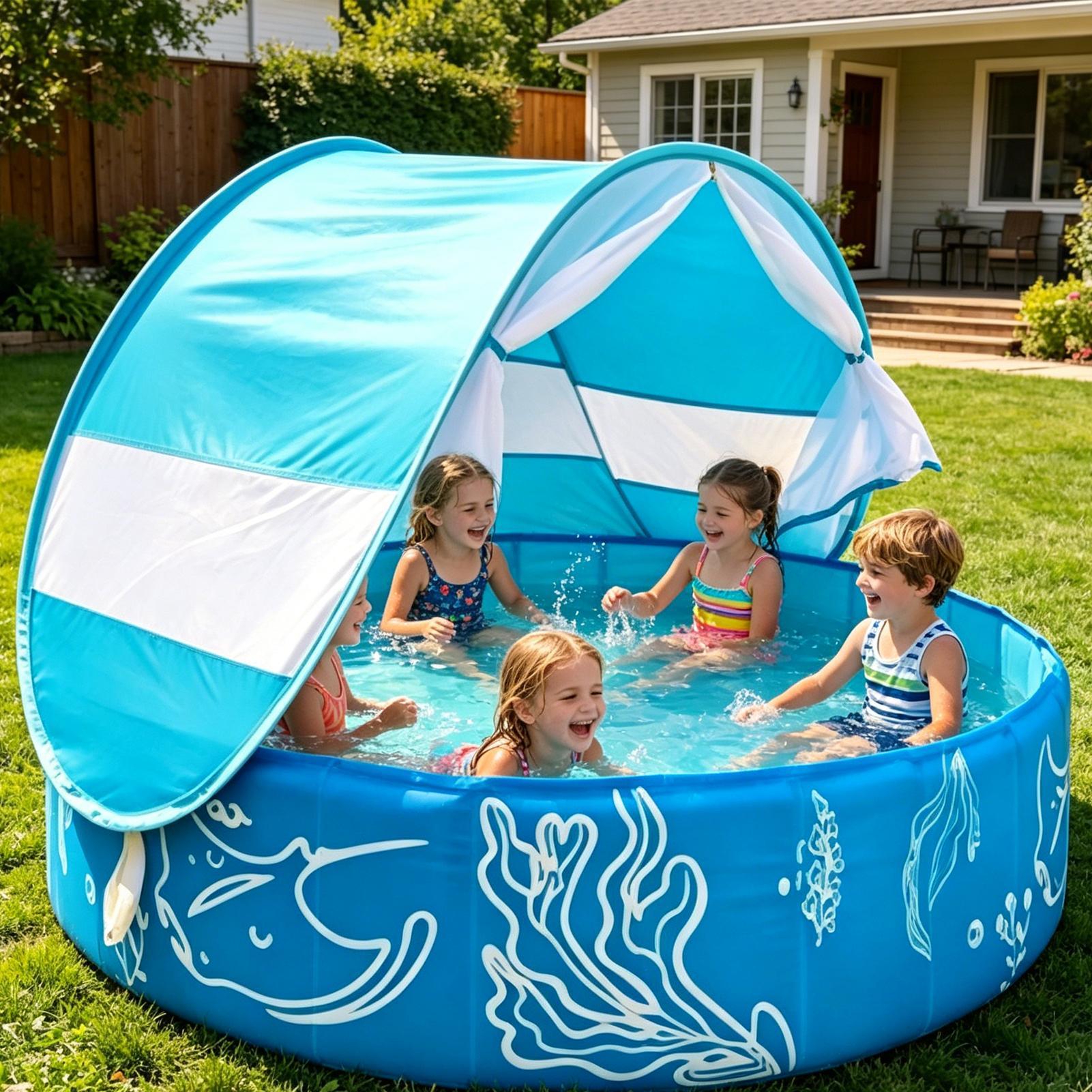 Kids Outdoor Activity Centre - Kinderzwembad met luifel 120x30cm Opvouwbaar Zomer