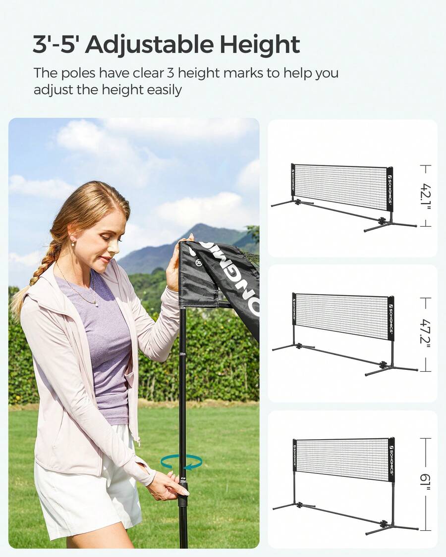 Kids Outdoor Volleyball Net - Badmintonnet, in hoogte verstelbaar volleybalnet, pickleballnet