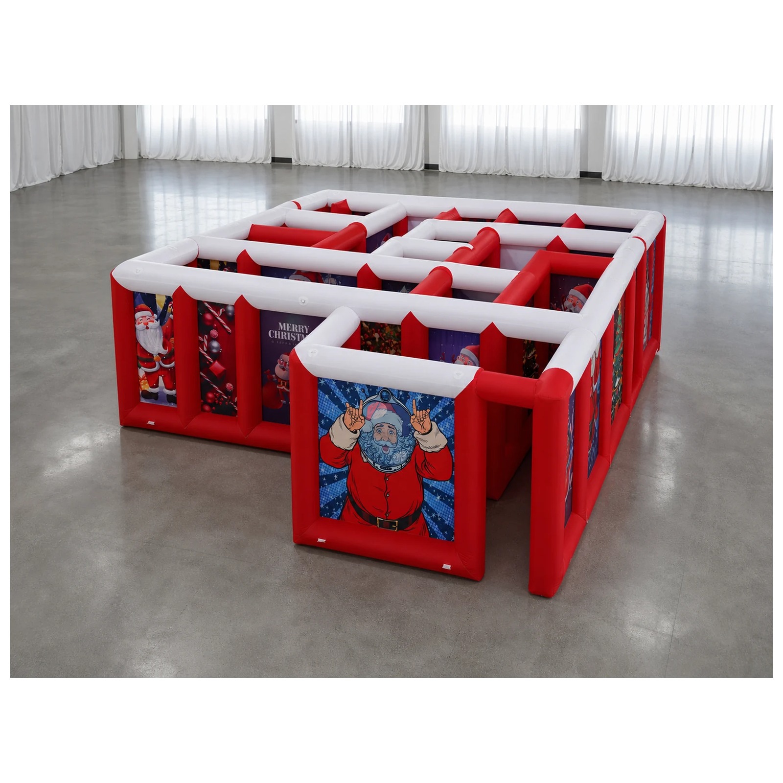 Kids Outdoor Games - Grote rood-witte opblaasbare doolhof met plat