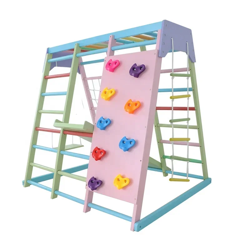 Kids Outdoor Swing Set - Klimrek voor kinderen van hout, binnen-