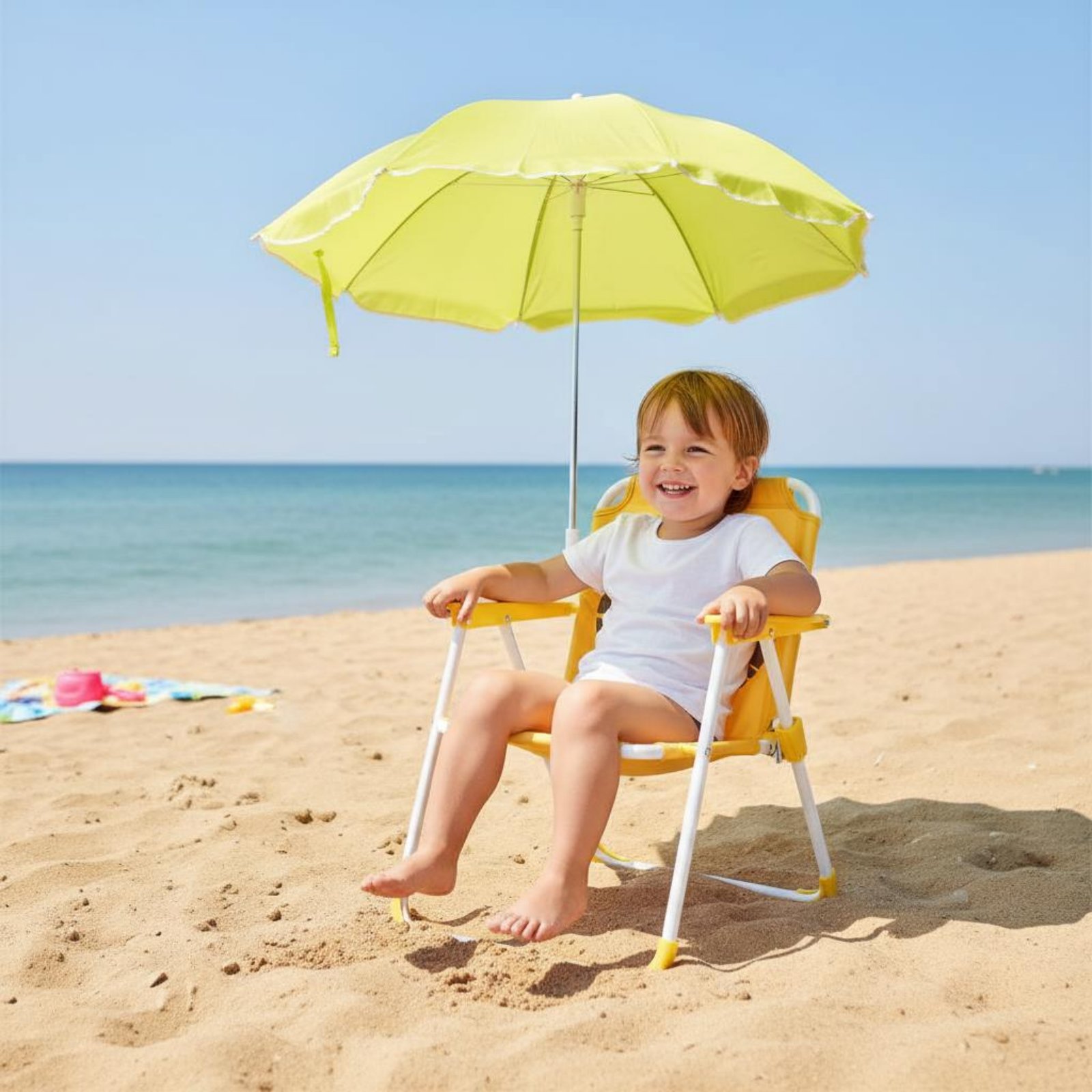 Kids Outdoor Umbrella Chair - Draagbare kinderstoel met zonnescherm, lichtgewicht strandstoel