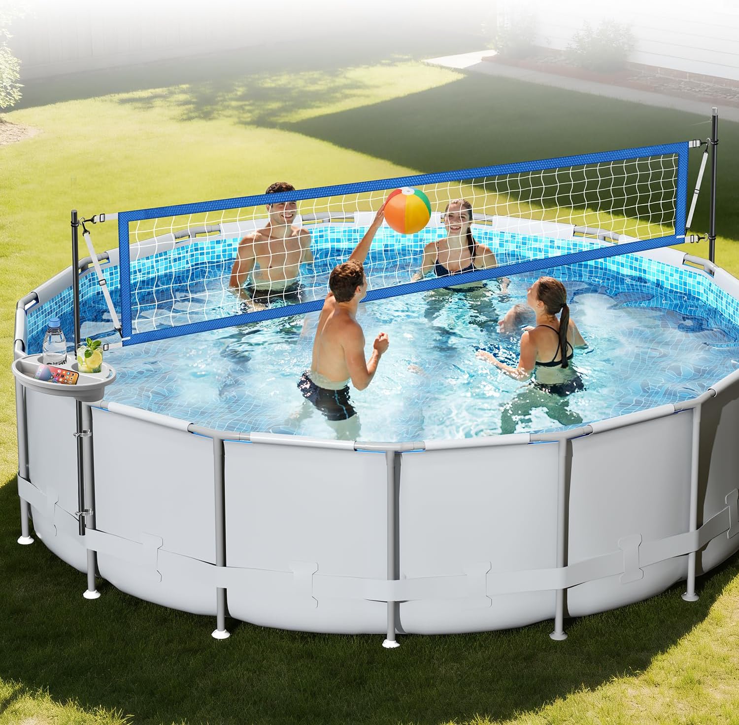 Kids Outdoor Volleyball Net - Volleybalnetset voor bovengrondse zwembaden met opbergbak
