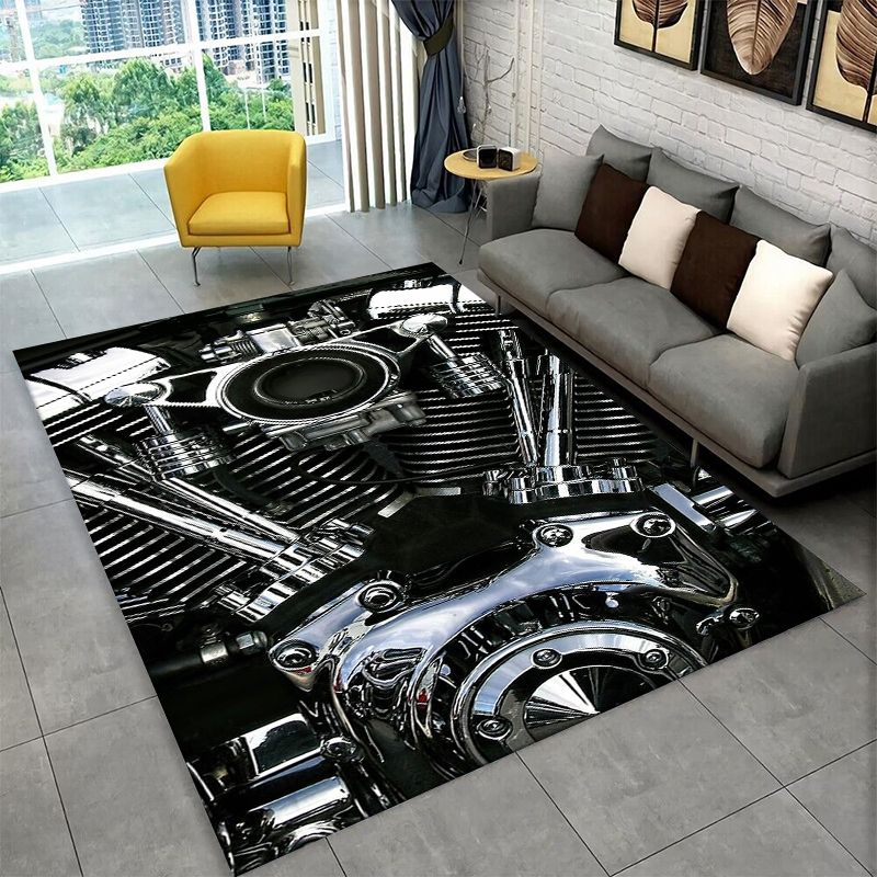 Kids Outdoor Flooring - Retro H-Harleys Racing Moto Antislip Vloerkleed