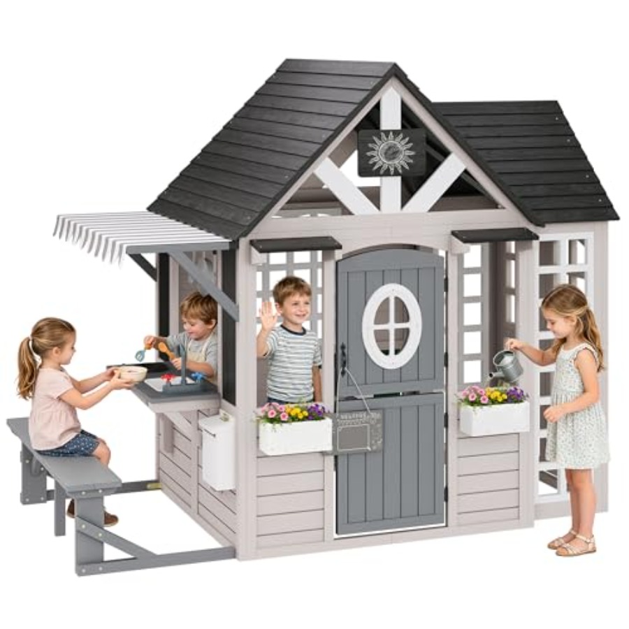 Kids Outdoor Chalkboard - Houten buiten speelhuisje voor kinderen van