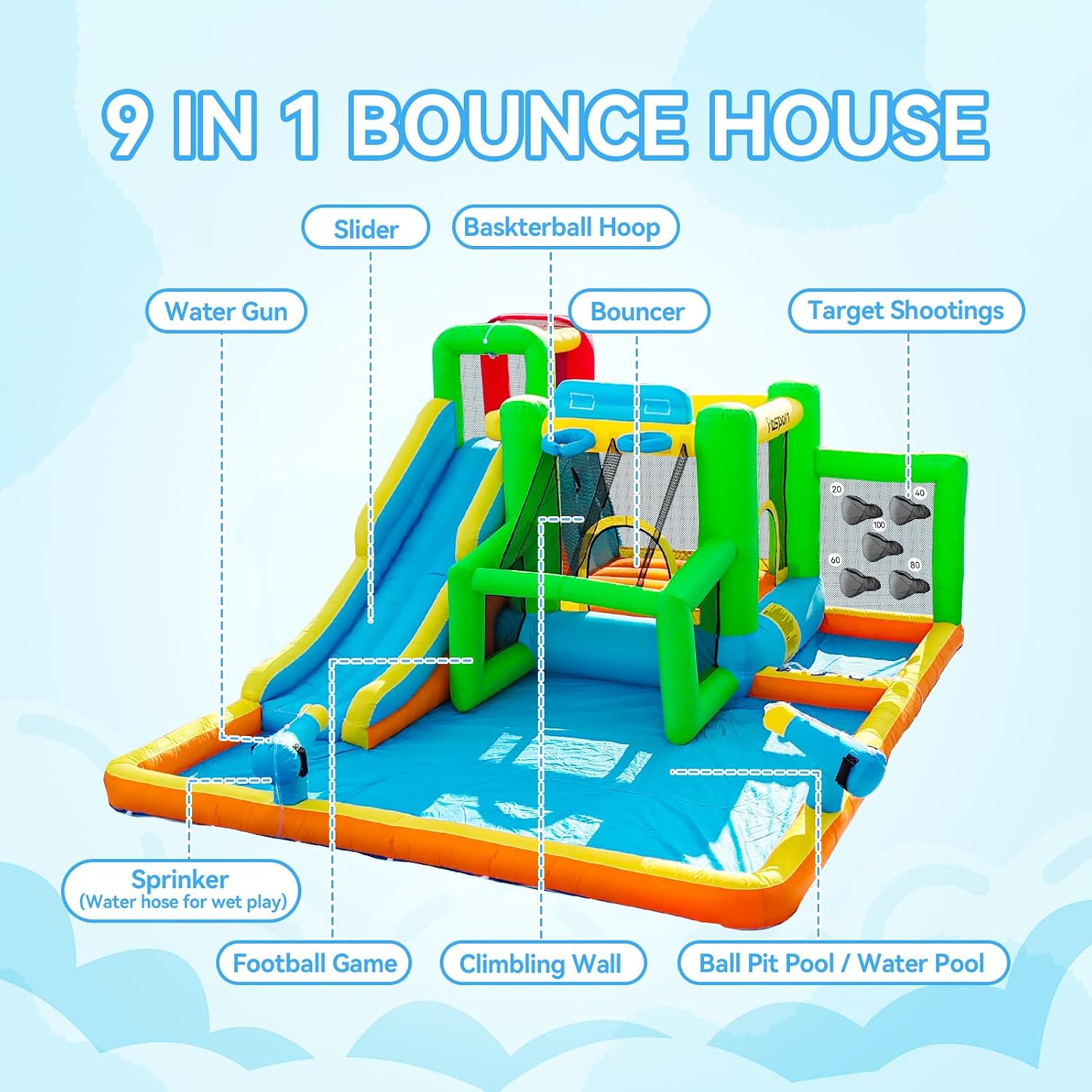 FBSPORT Opblaasbare Springkuss - Kids Outdoor Inflatable Water Slide recensie en prijs