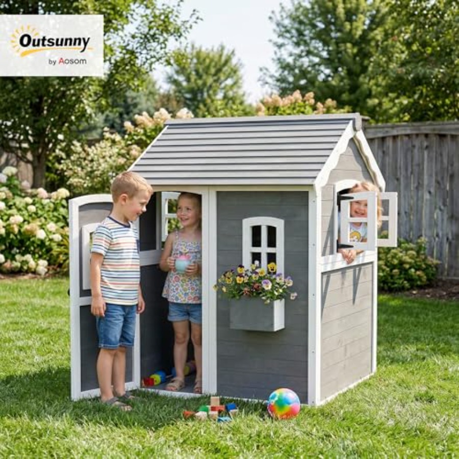 Houten buiten speelhuisje voor - Kids Outdoor Flooring recensie en prijs