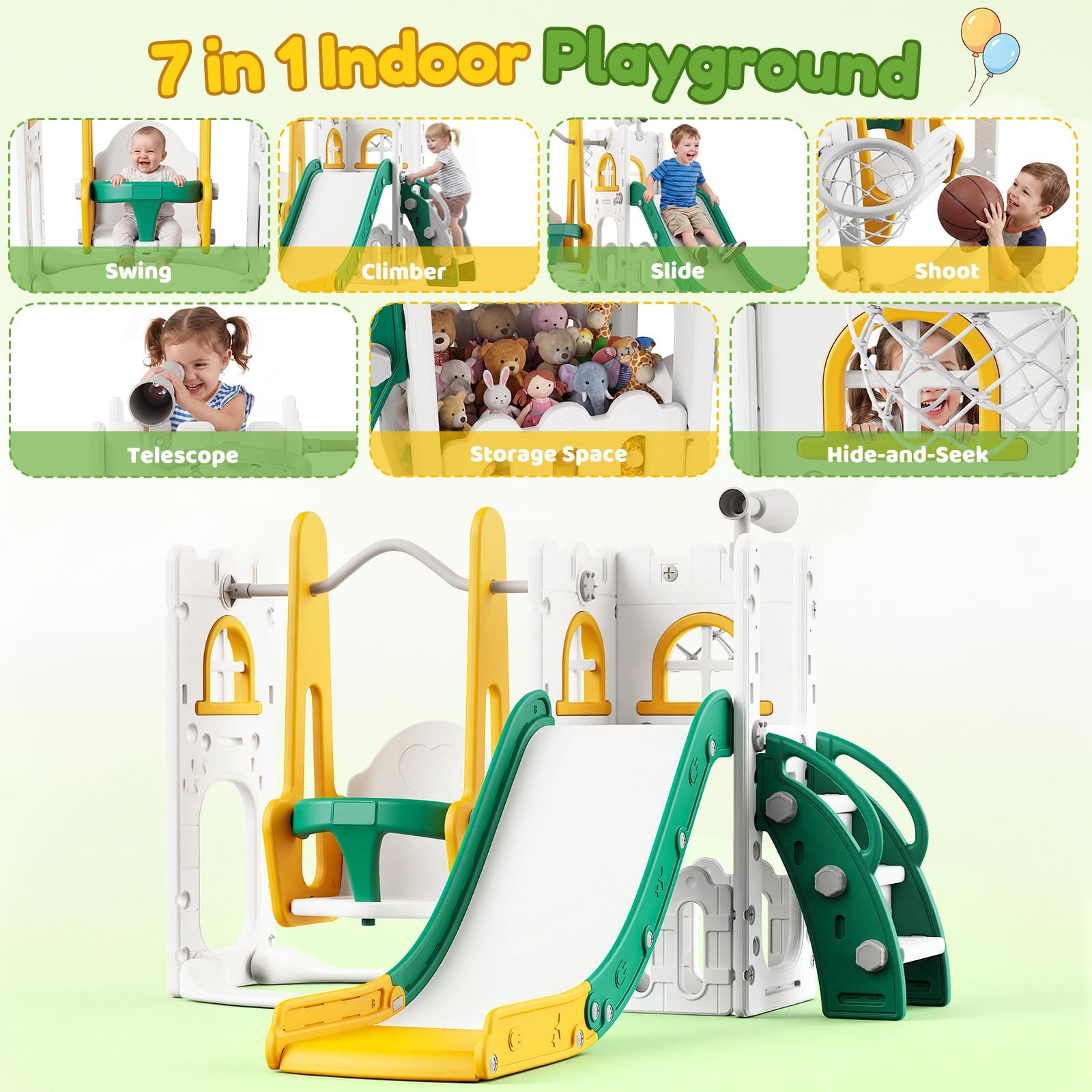 7-in-1 peuterglijbaan en schom - Kids Outdoor Swing Set recensie en prijs
