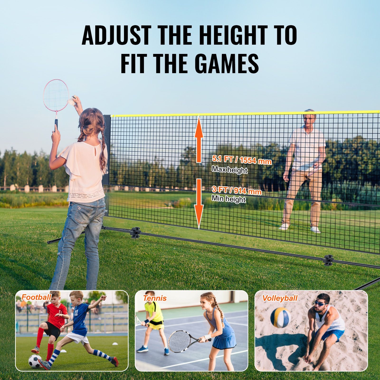 Badmintonnet, in hoogte verste - Kids Outdoor Volleyball Net recensie en prijs
