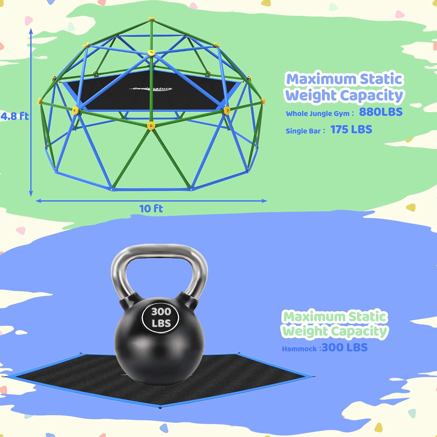 10FT Klimdom met hangmat, buit - Kids Outdoor Climbing Dome recensie en prijs