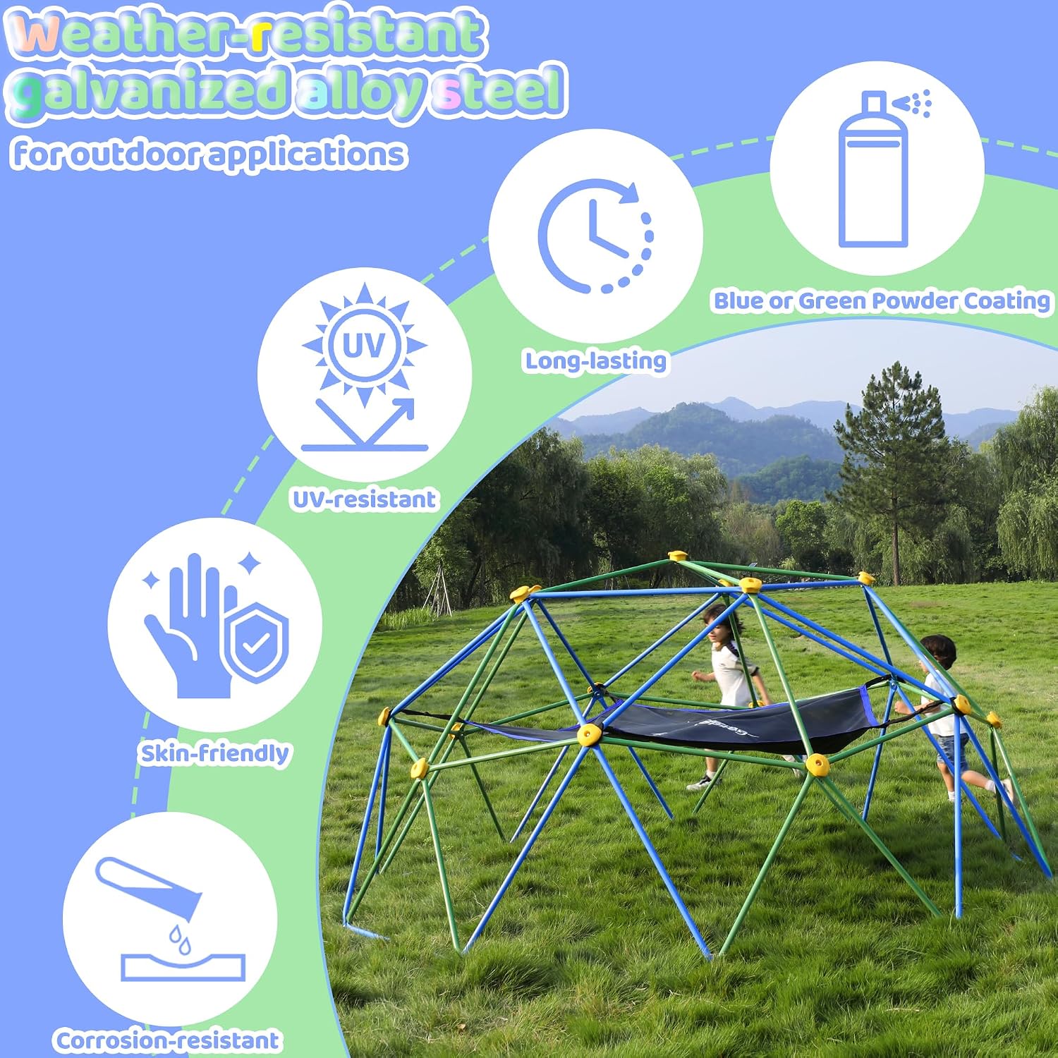 10FT Klimdom met hangmat, buit - Kids Outdoor Climbing Dome recensie en prijs