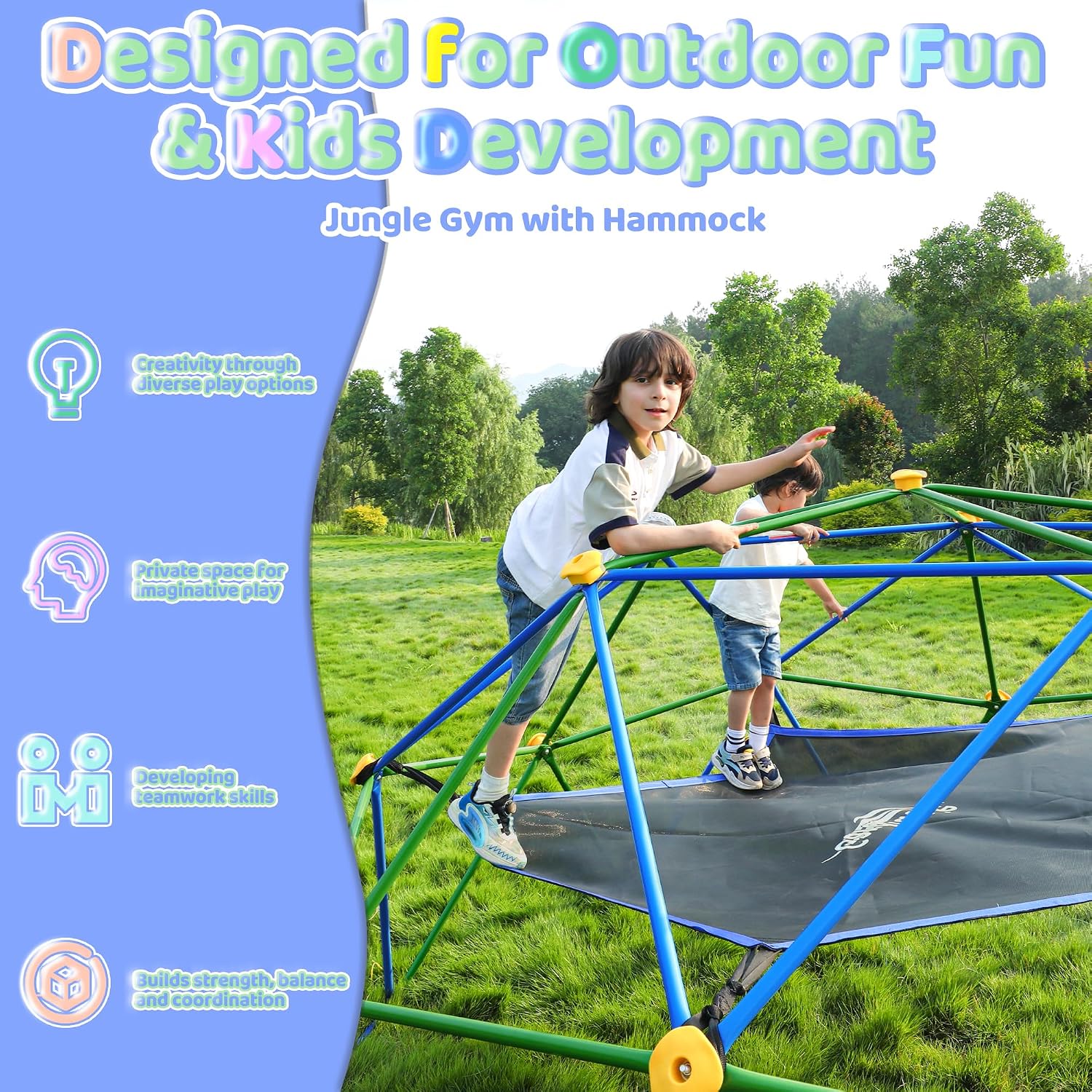 10FT Klimdom met hangmat, buit - Kids Outdoor Climbing Dome recensie en prijs