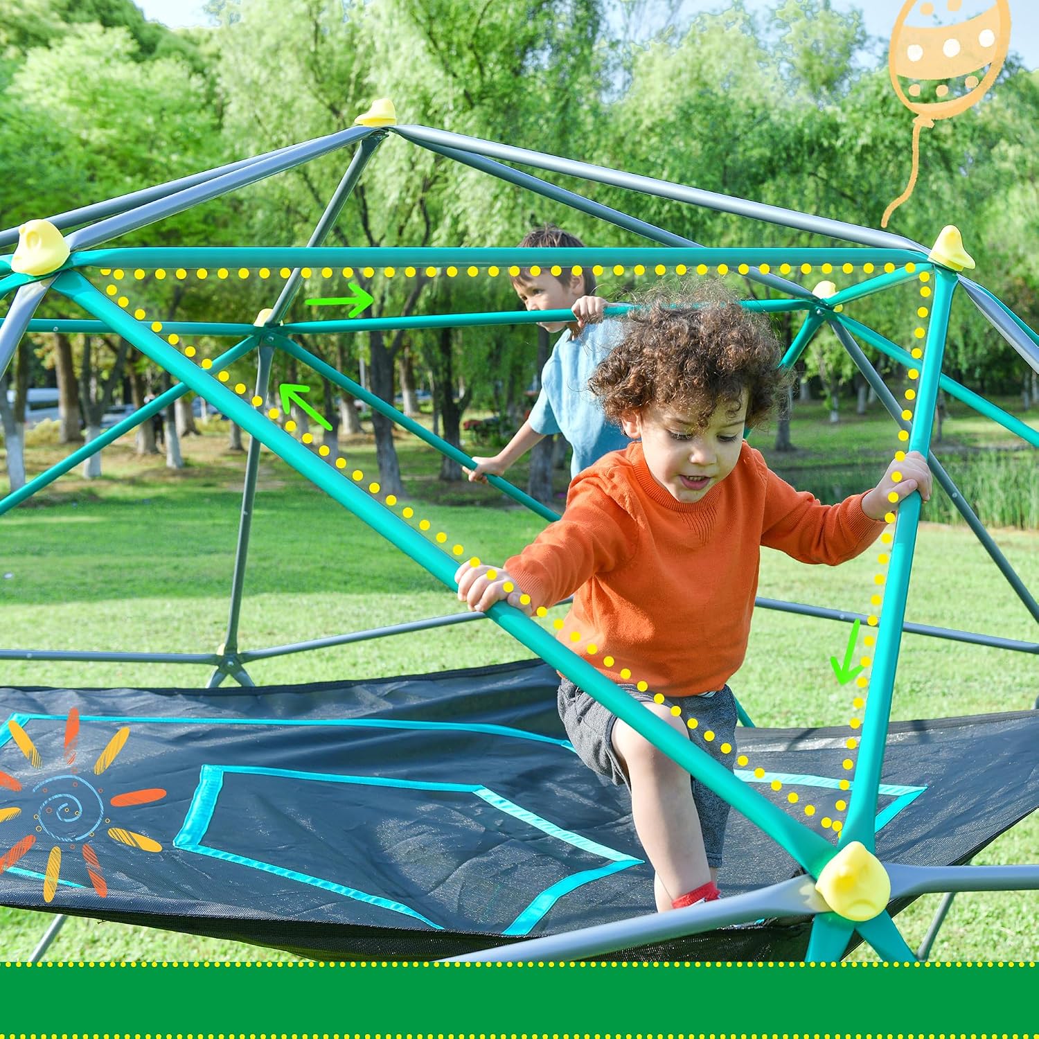 13 FT Klimkoepel met speelheme - Kids Outdoor Climbing Dome recensie en prijs